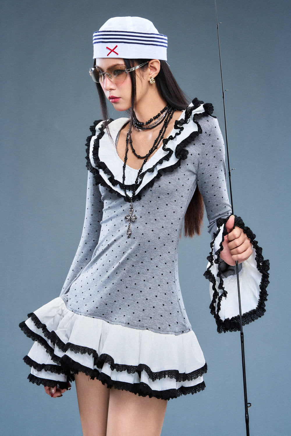 Fang Scoop Neck Ruffle Mini Dress - MEAN BLVD