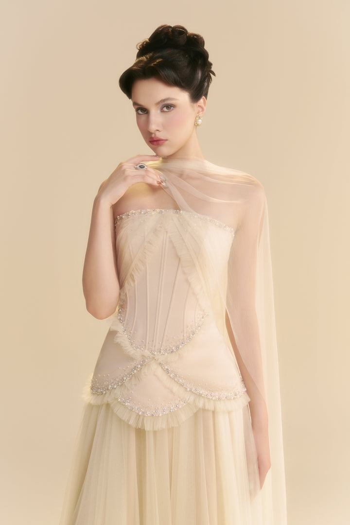 Fayenna Asymmetric Neck Bead Midi Dress - MEAN BLVD