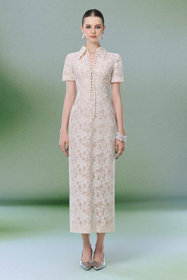 Fiore Sheath Lace Midi Dress - MEAN BLVD