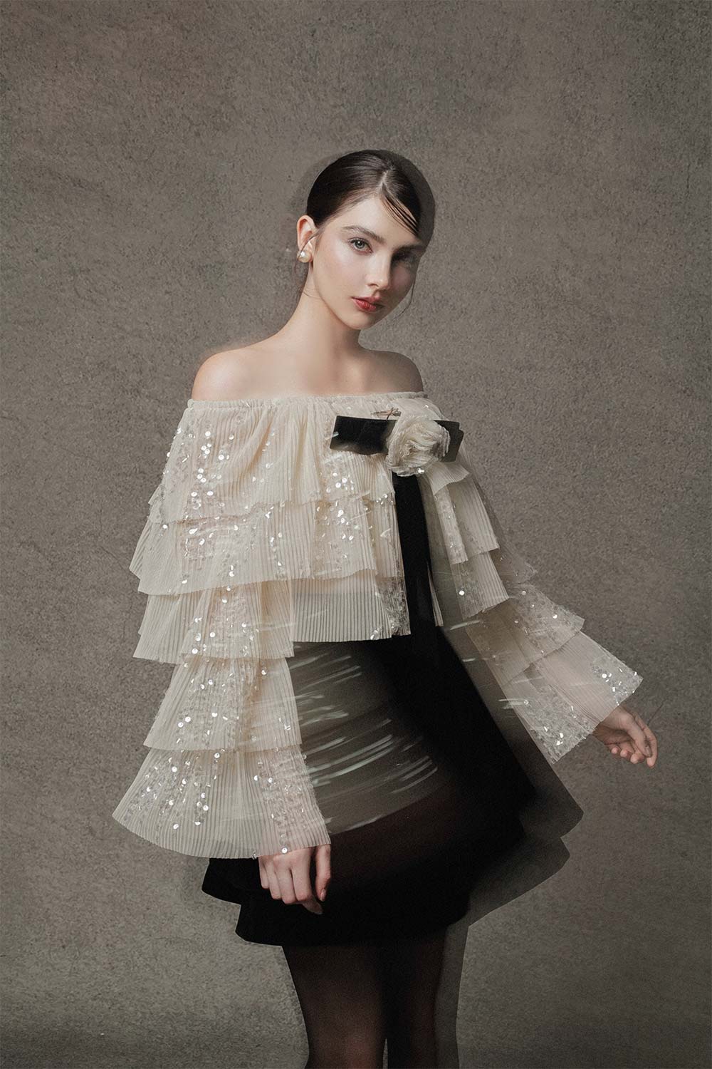 Freya Layered Flare Sleeved Tulle Top
