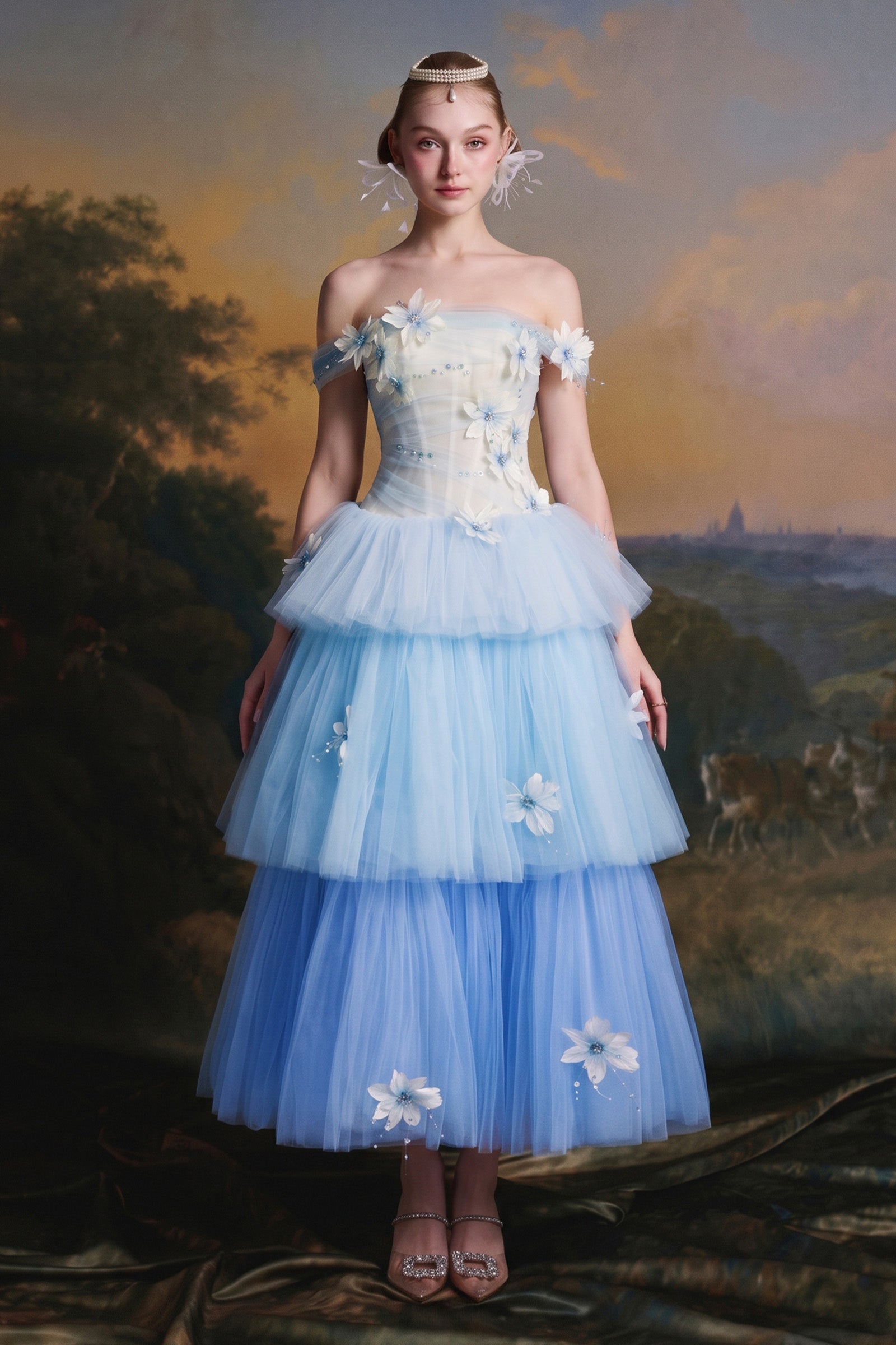 Josephine Tiered Tulle Midi Dress