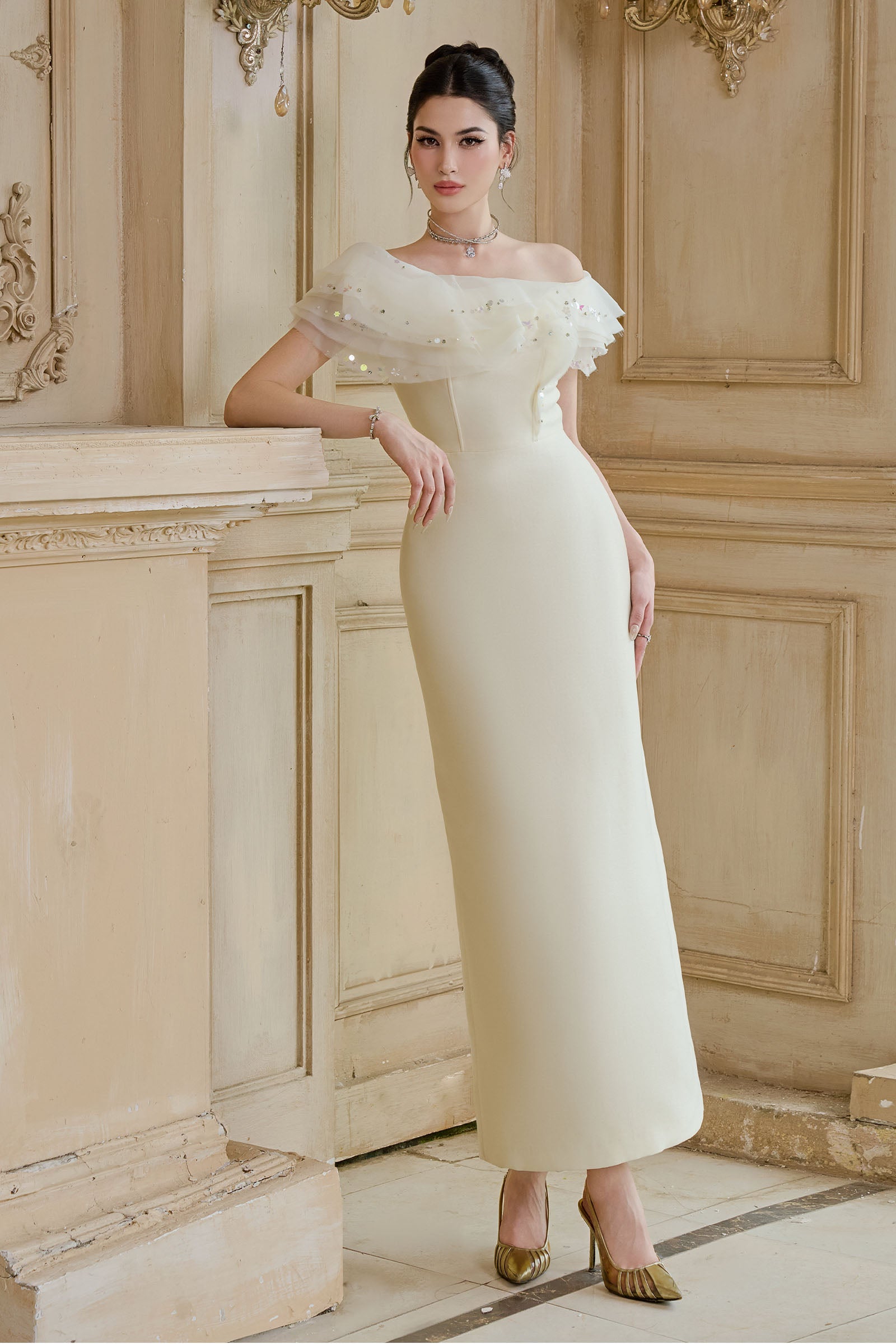 Petaline Butterfly Sleeve Maxi Dress