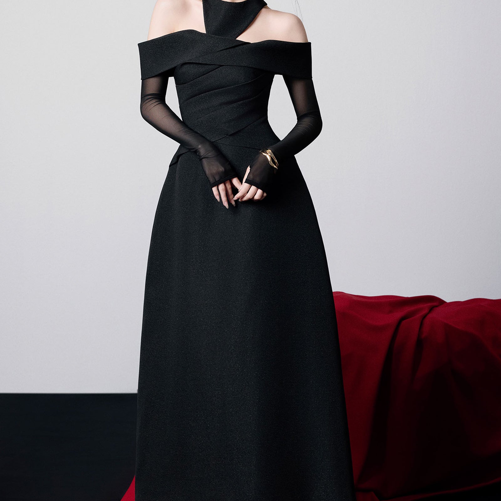 Calla Halter Draped Midi Dress