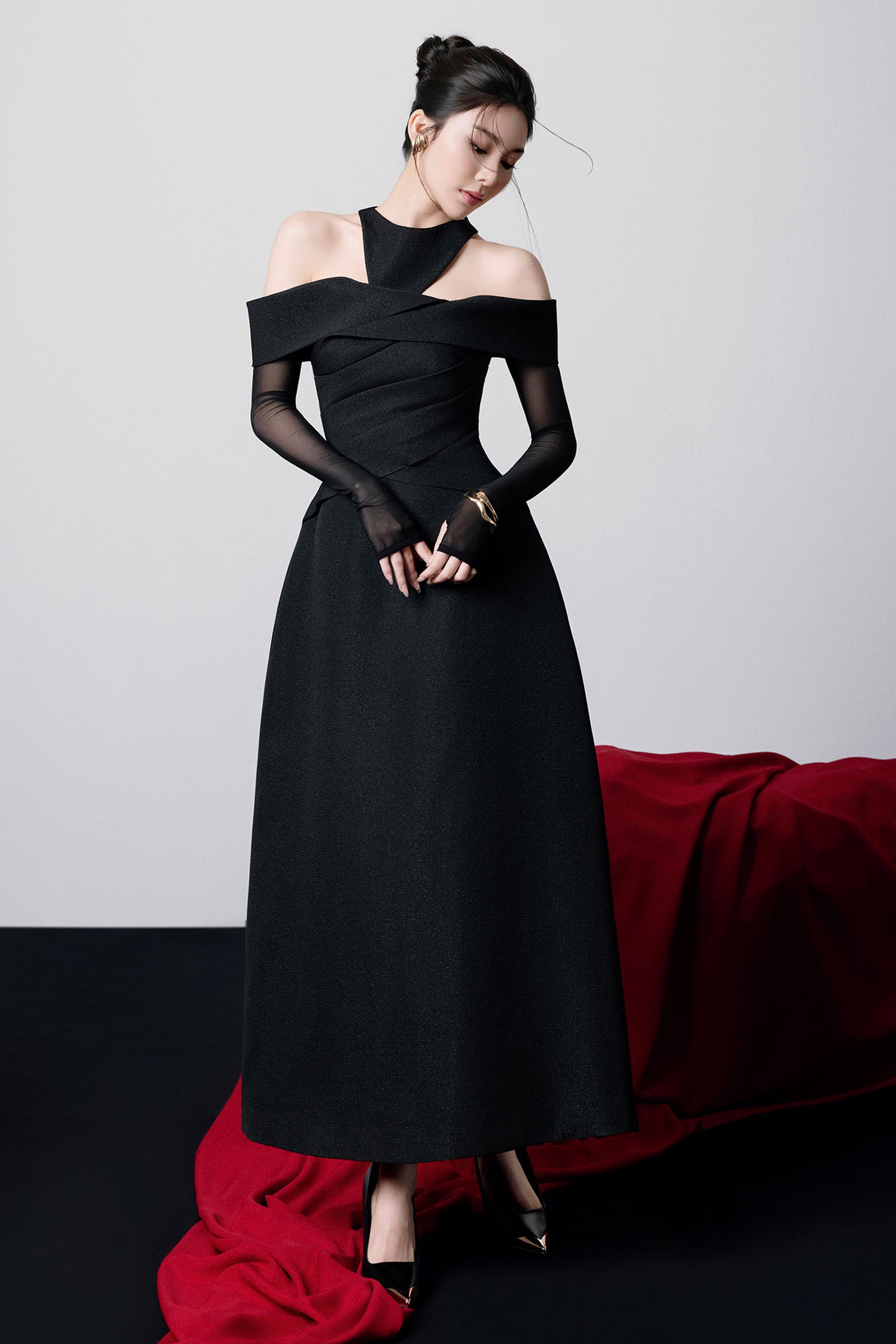 Calla Halter Draped Midi Dress