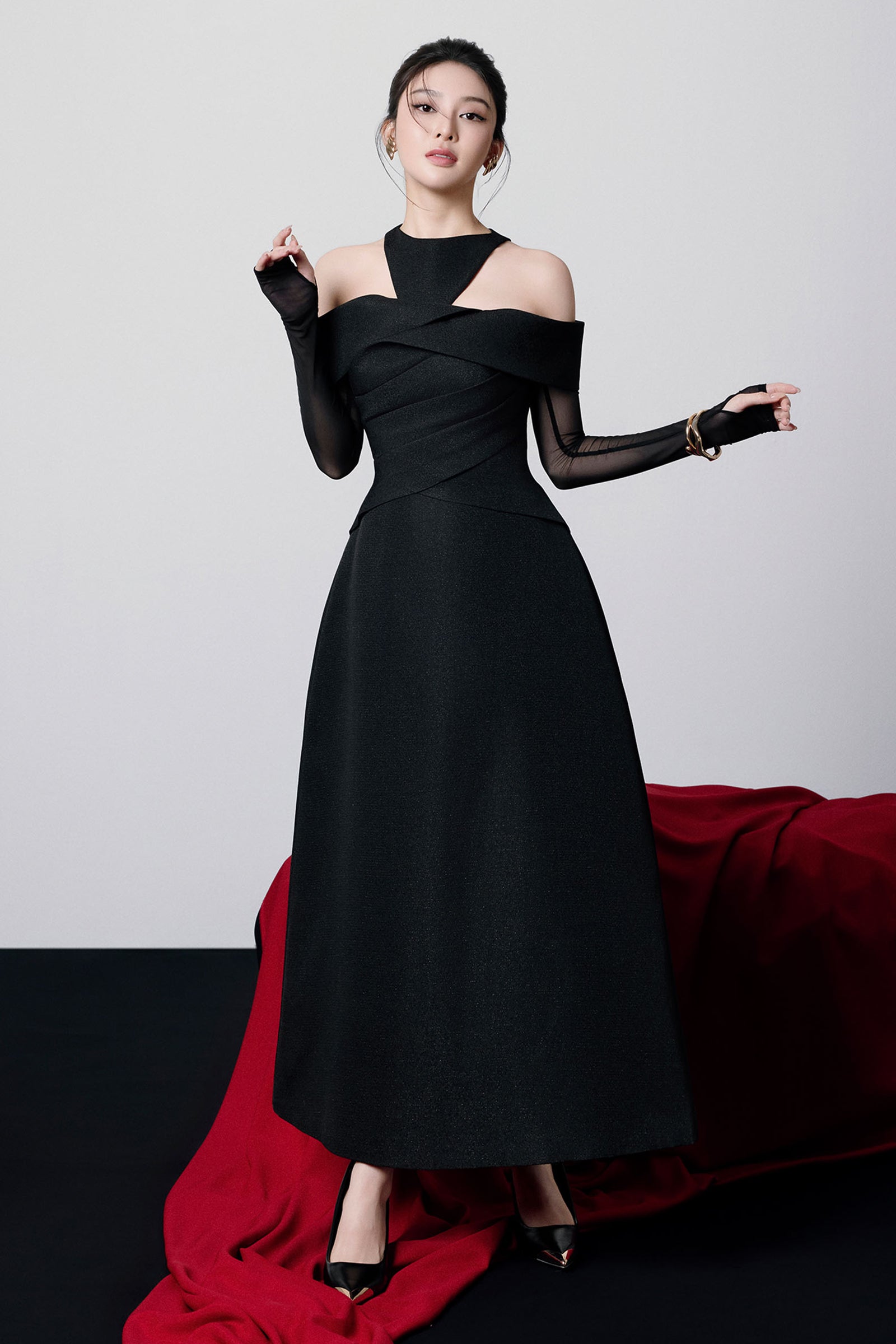 Calla Halter Draped Midi Dress