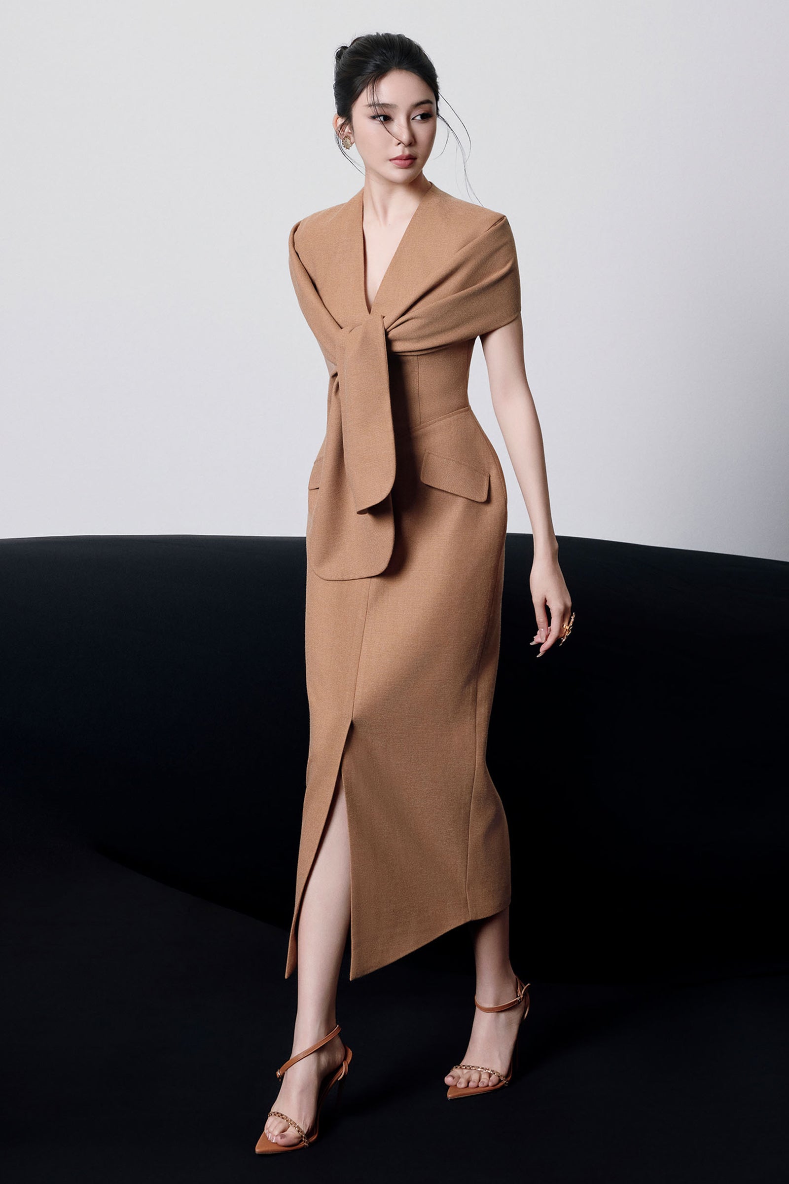 Odessa V-Neck Draped Midi Dress