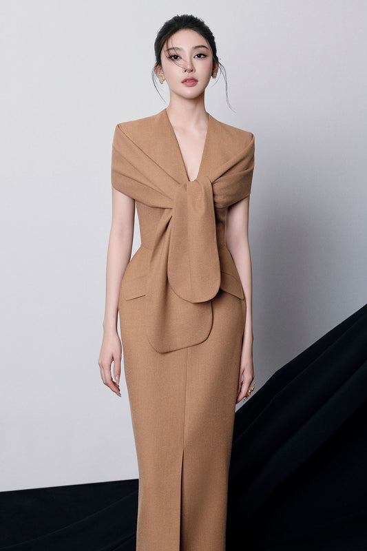 Odessa V-Neck Draped Midi Dress