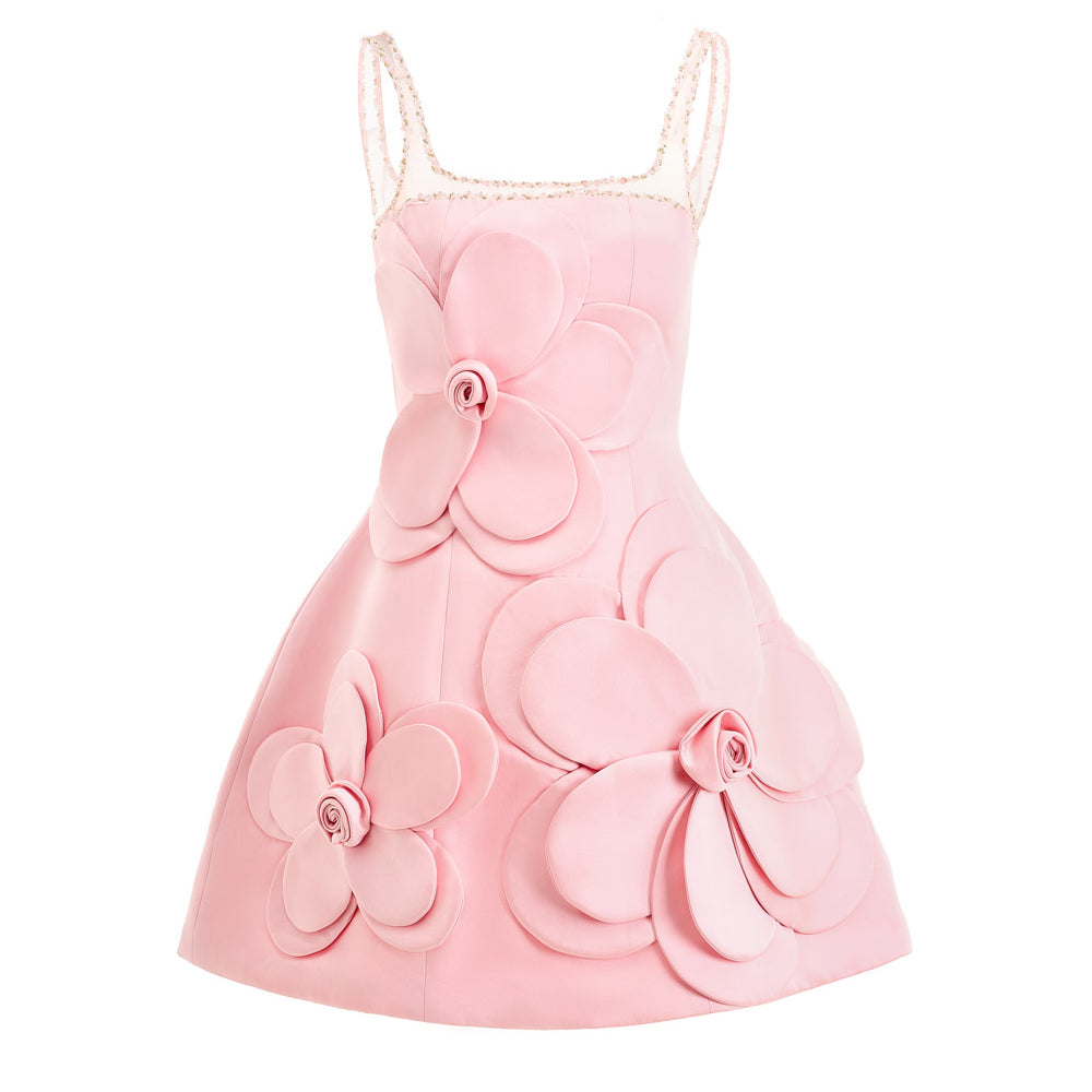 Anahi Fit and Flare Strappy Polyester Mini Dress