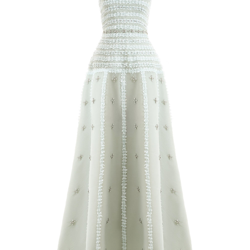 Birdie Fit and Flare Stone Organza Maxi Dress