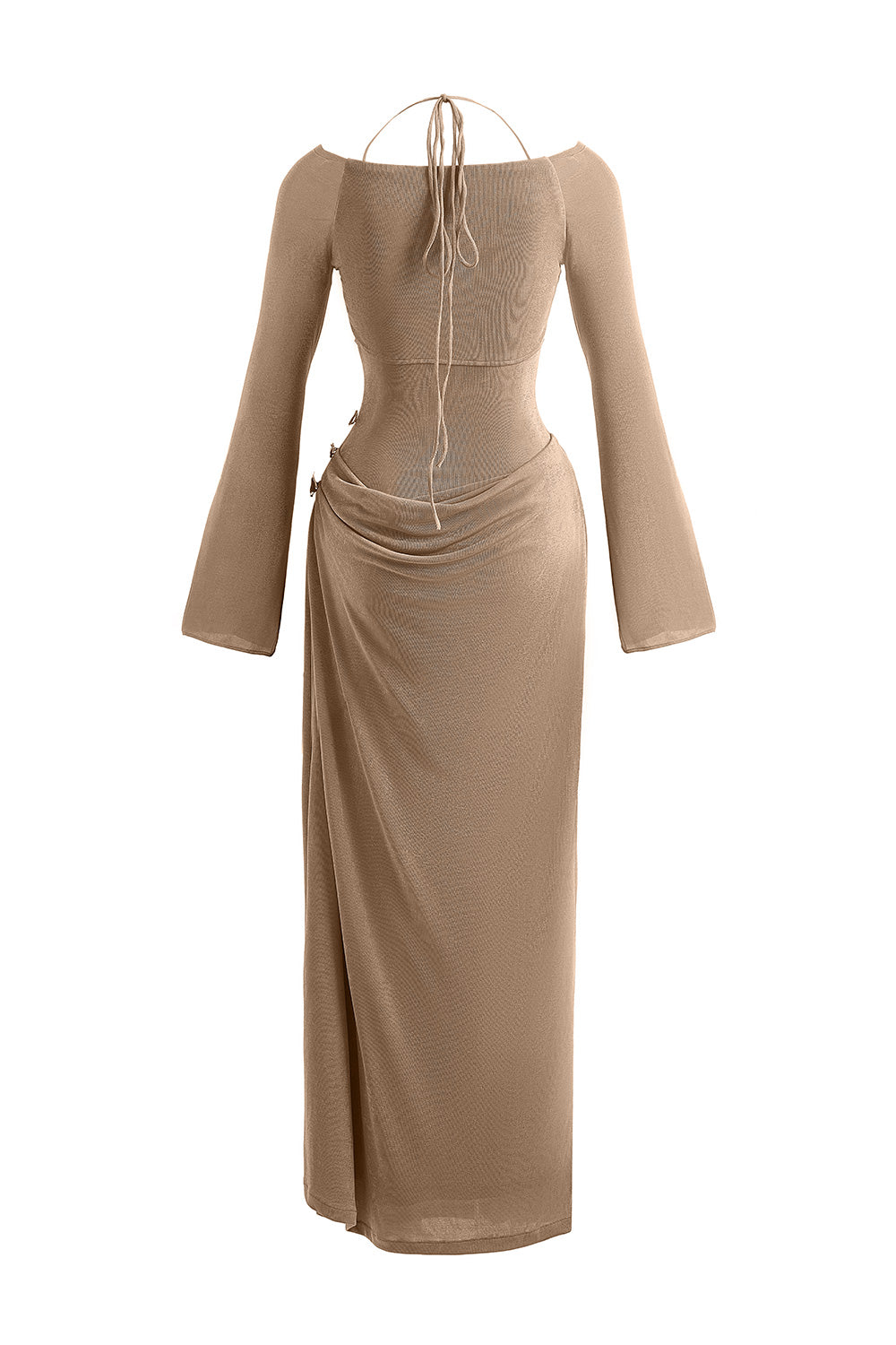 Cassia A-line Halter Neck Elastic Cotton Floor Length Dress