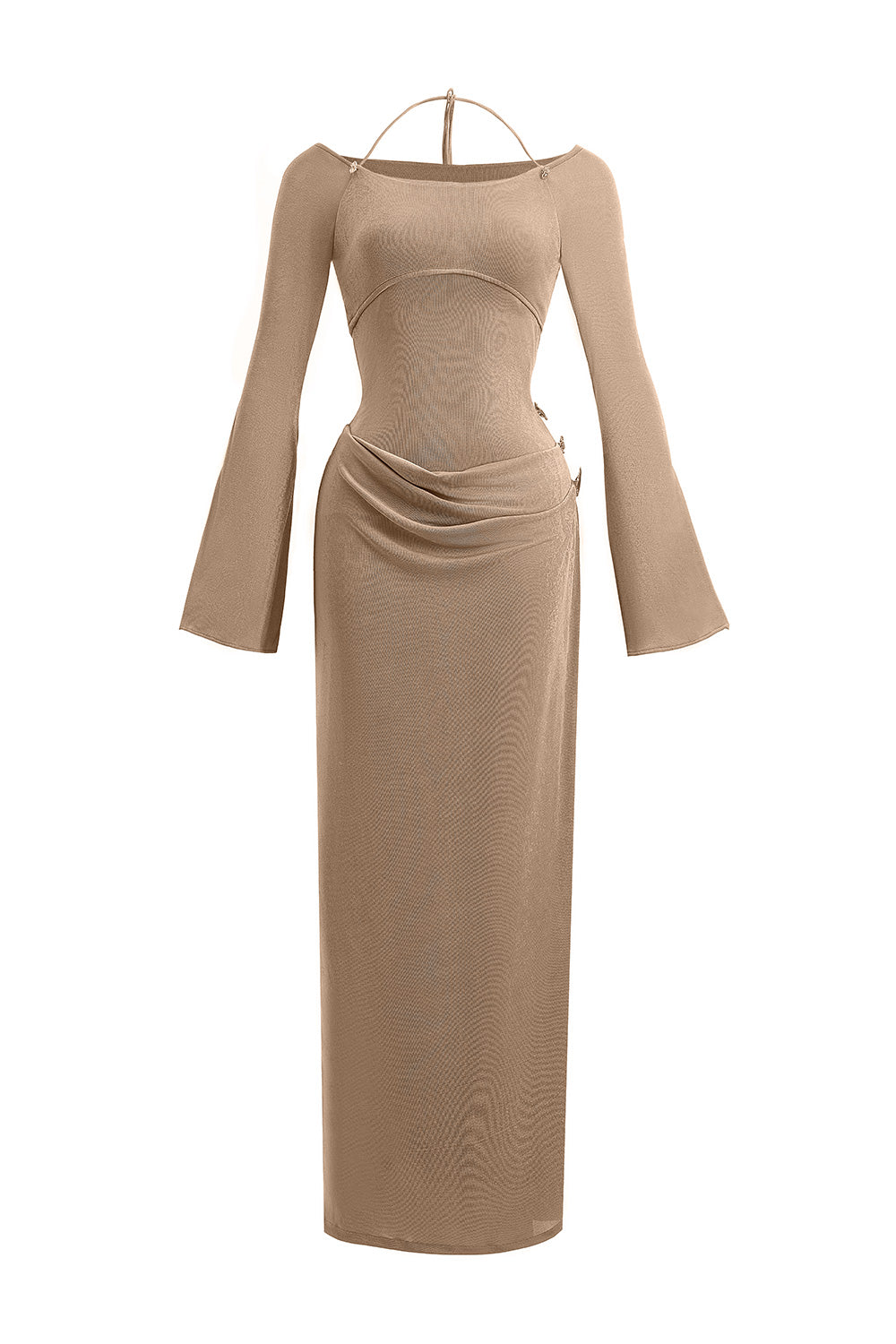 Cassia A-line Halter Neck Elastic Cotton Floor Length Dress