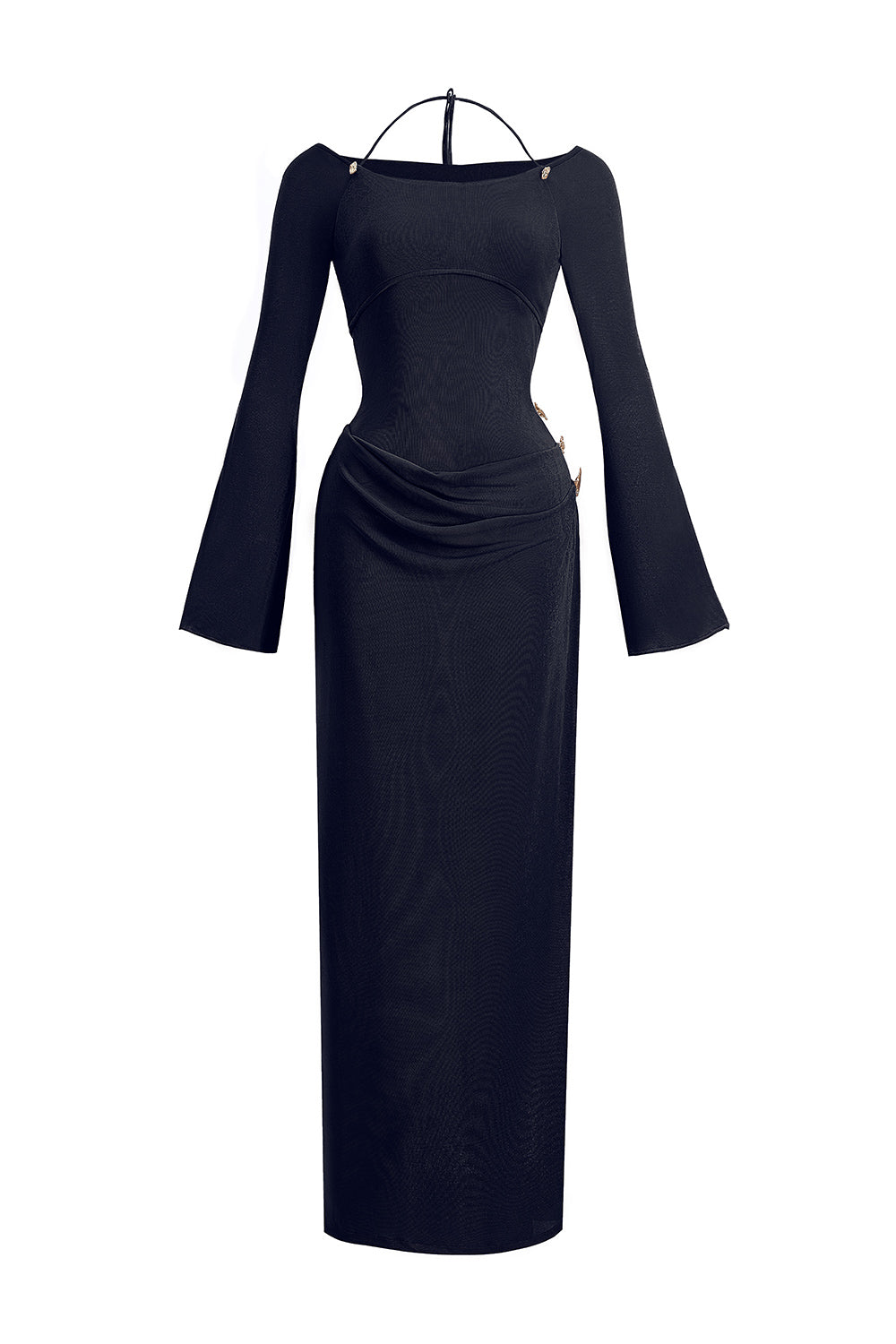 Cassia A-line Halter Neck Elastic Cotton Floor Length Dress