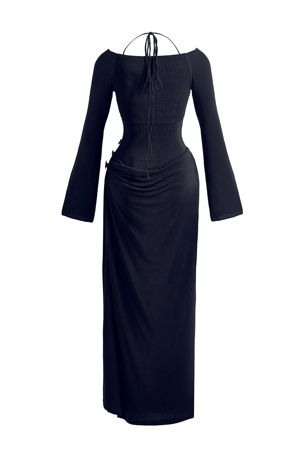 Cassia A-line Halter Neck Elastic Cotton Floor Length Dress