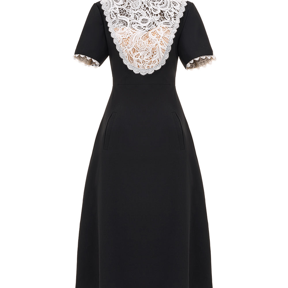 Women's Maifen A-Line Mock Neck Linen Cotton Midi Dress S/M/L/Customize Black and White /White/Black Mean Blvd Black and White / M Women's Maifen A-Line Mock Neck Linen Cotton Midi Dress S/M/L/Customize Black and White /White/Black Mean Blvd Black and White / M
