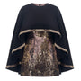 Tinsel Cape Jewel Neck Wool Cotton Mini Dress