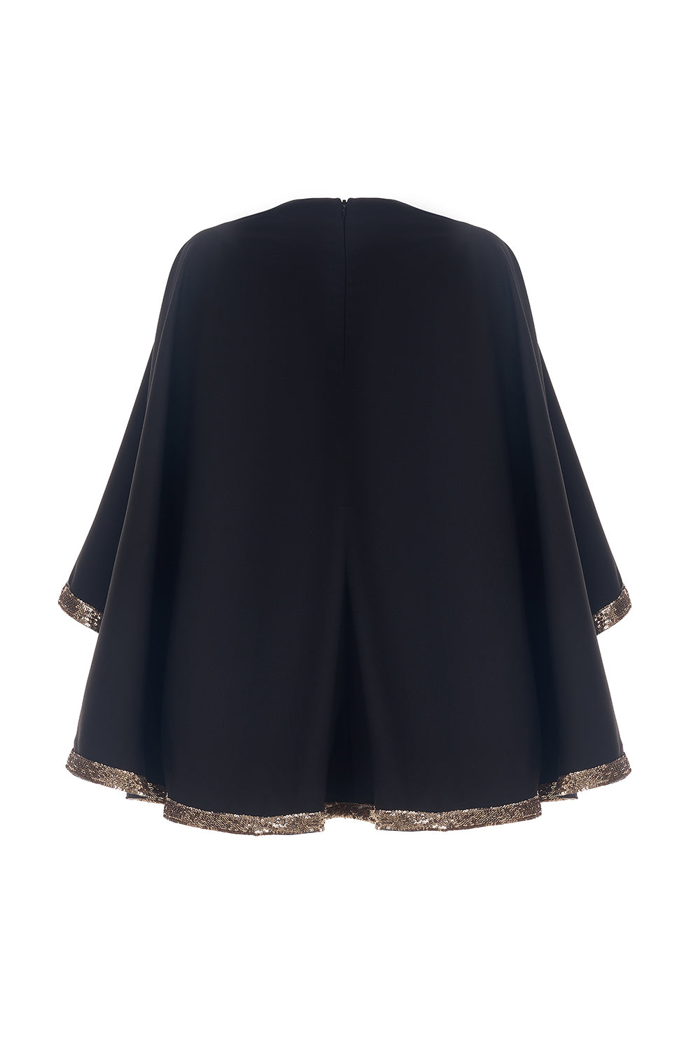 Tinsel Cape Jewel Neck Wool Cotton Mini Dress