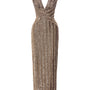 Venusia Pegged Plunge Neck Sequin Ankle Length Dress