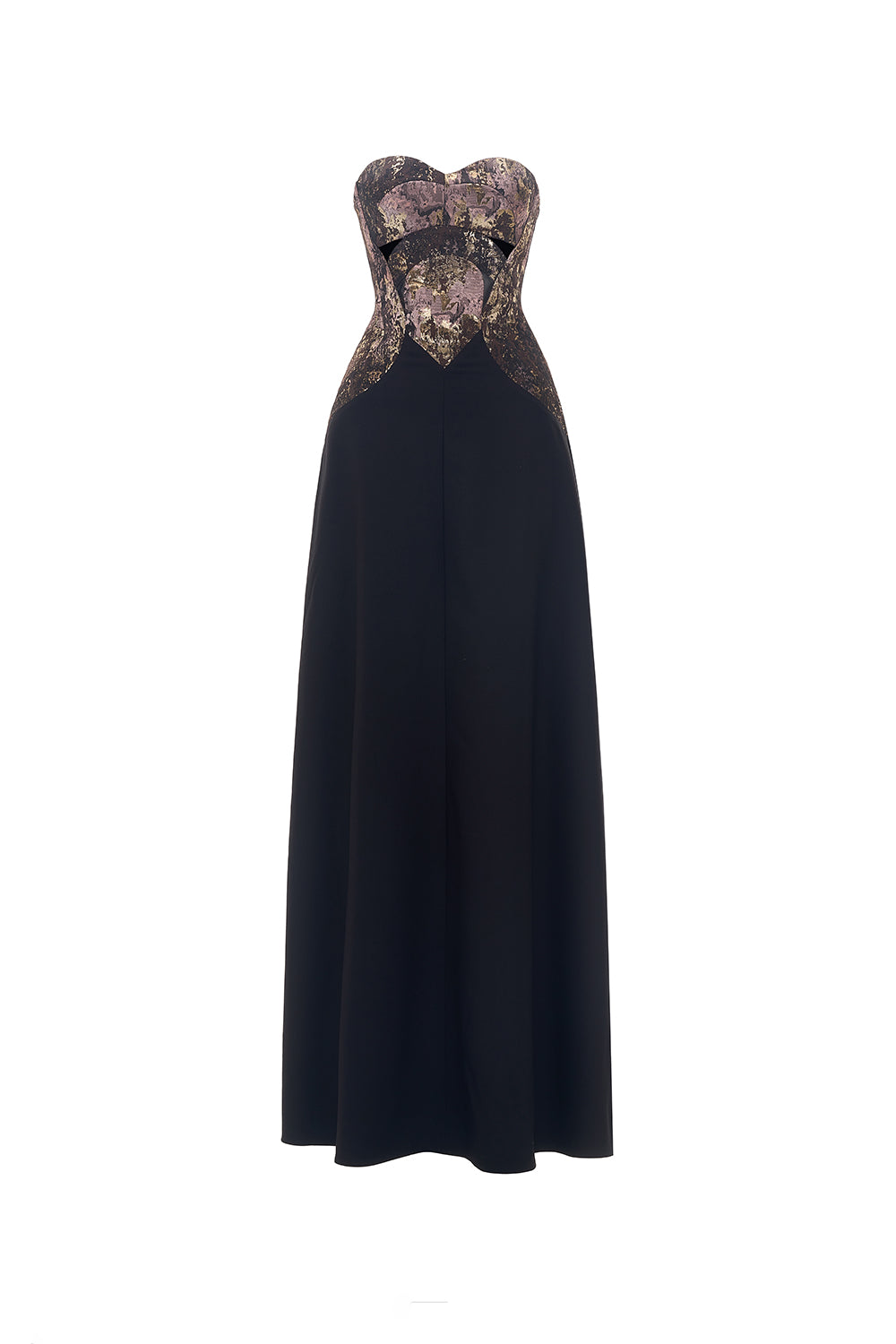 Jardin A-line Open Shoulder Wool Cotton Floor Length Dress