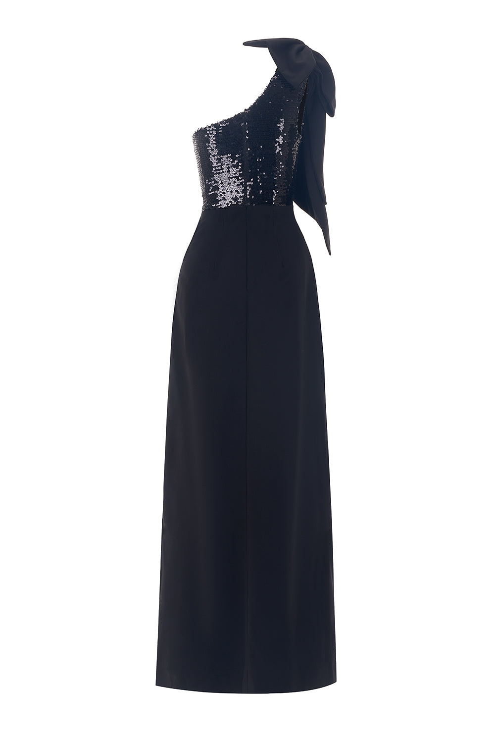 Porterville Slit One Shoulder Wool Cotton Floor Length Dress