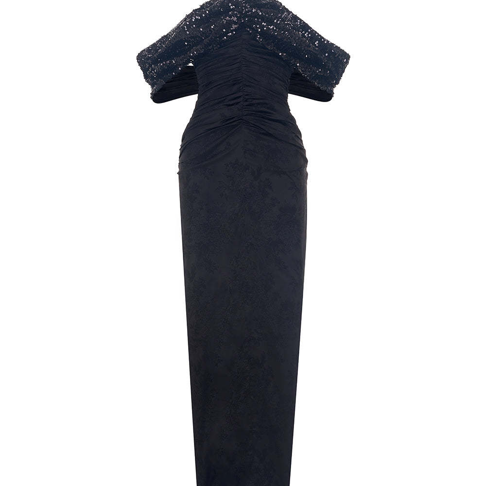 Tully Dres Sheath Gathered Silk Floor Length Dress