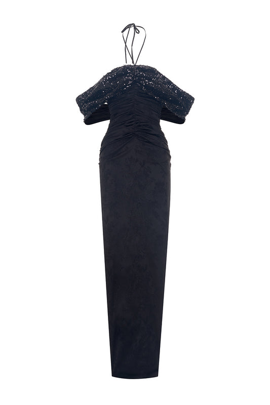 Tully Dres Sheath Gathered Silk Floor Length Dress