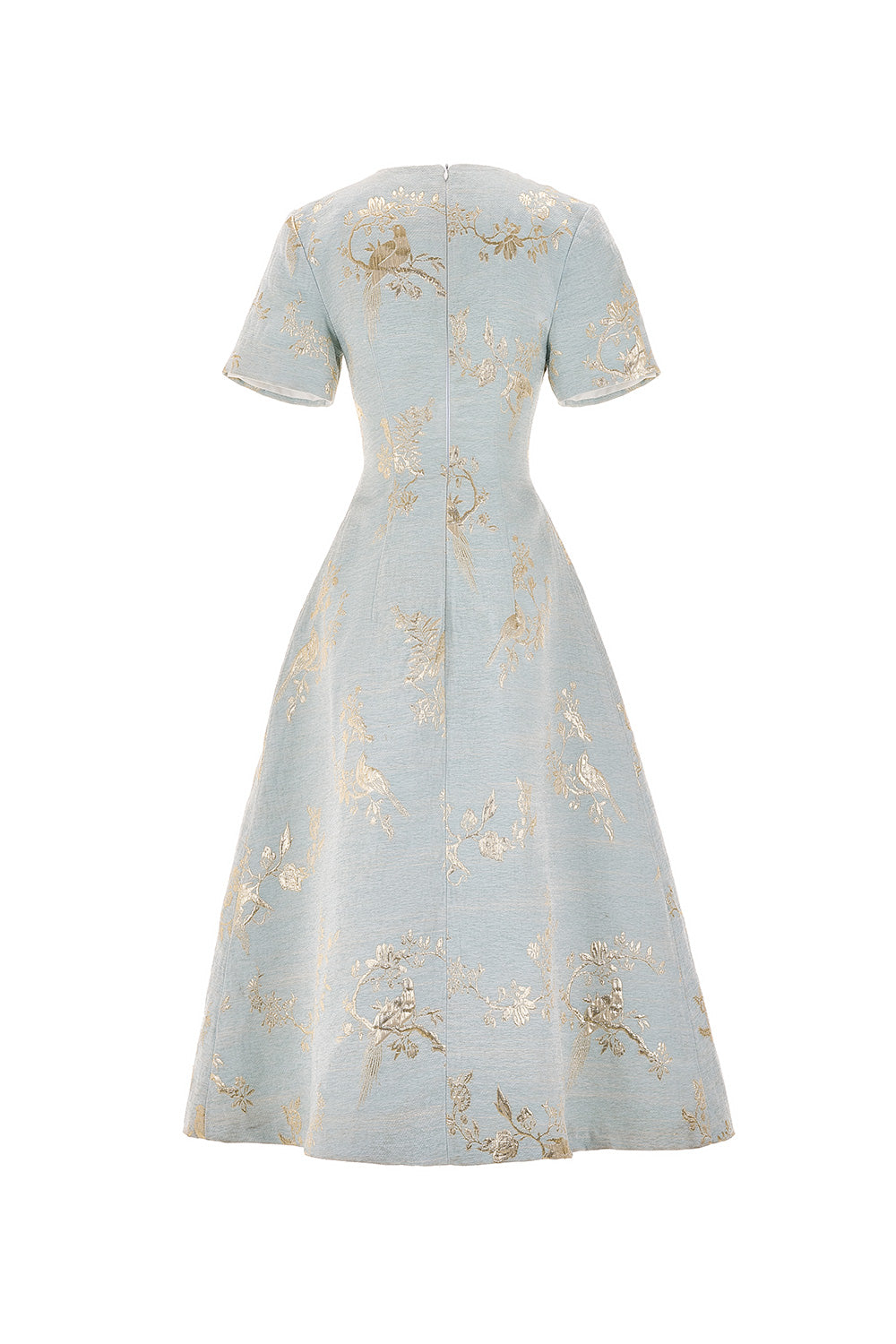 Bluemie A-line Round Neck Brocade Midi Dress