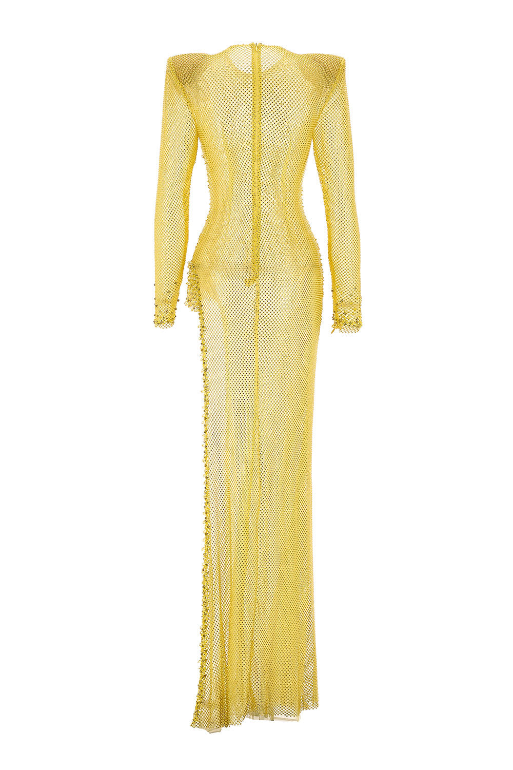 Women's Caitlyn Bodycon Long Sleeved Mesh Maxi Dress Customize Yellow MEAN BLVD Women's Caitlyn Bodycon Long Sleeved Mesh Maxi Dress Customize Yellow MEAN BLVD
