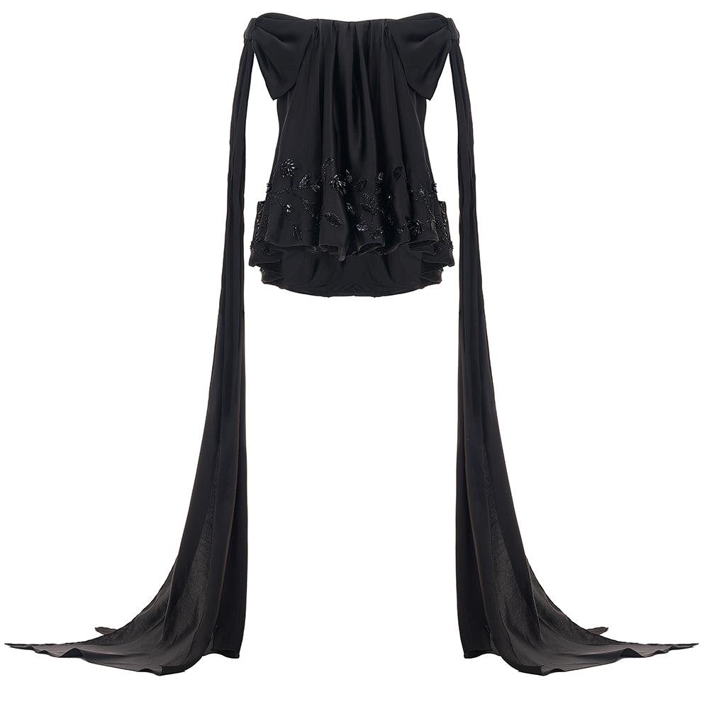 Sutton Babydoll Off-Shoulder Mesh Mini Dress