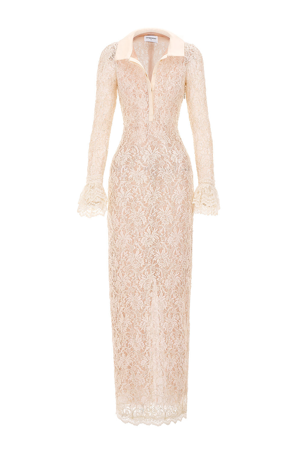 Callie Sheath Poet Sleeved Lace Maxi Dress