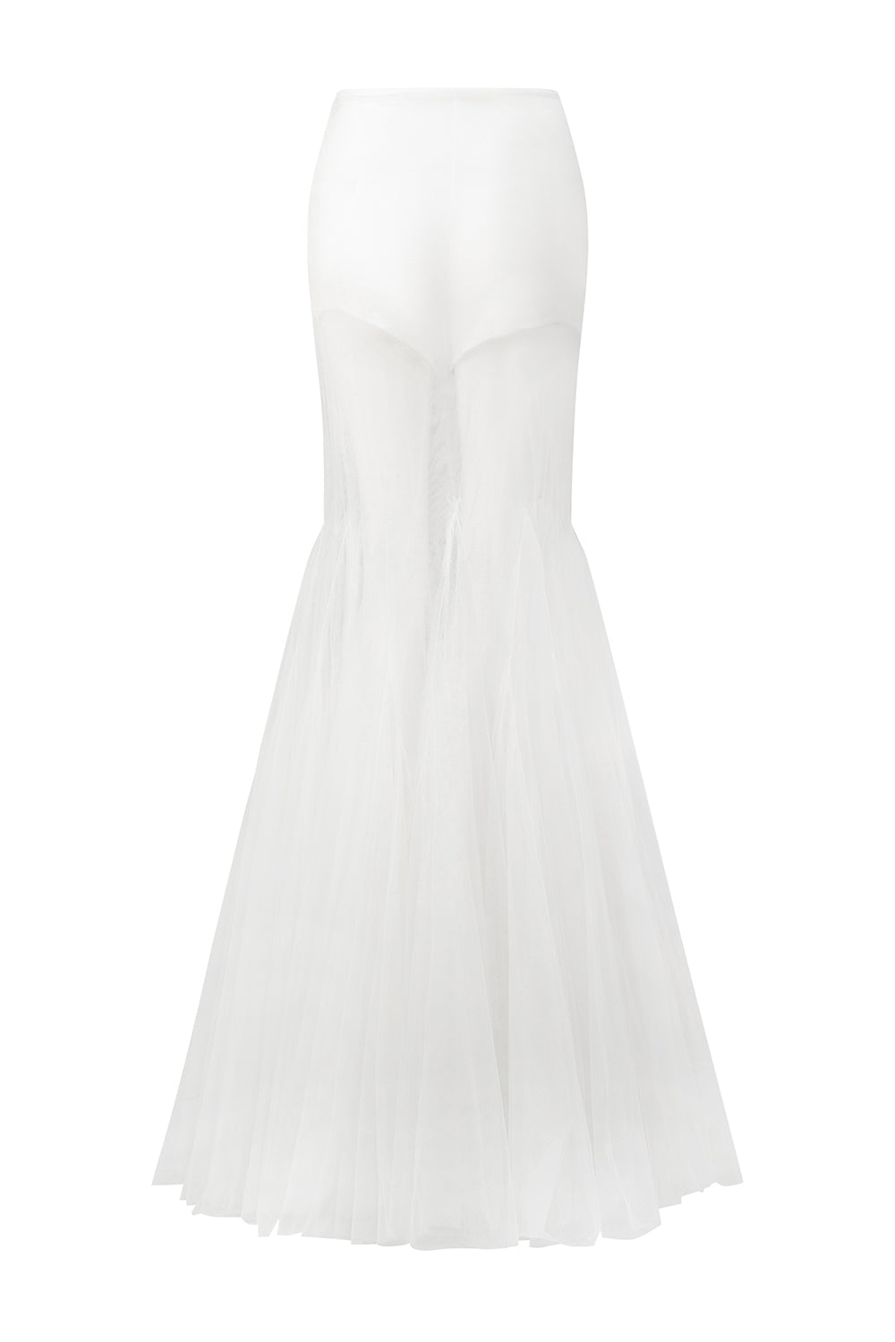 Grace Gored See-Through Tulle Floor Length Skirt