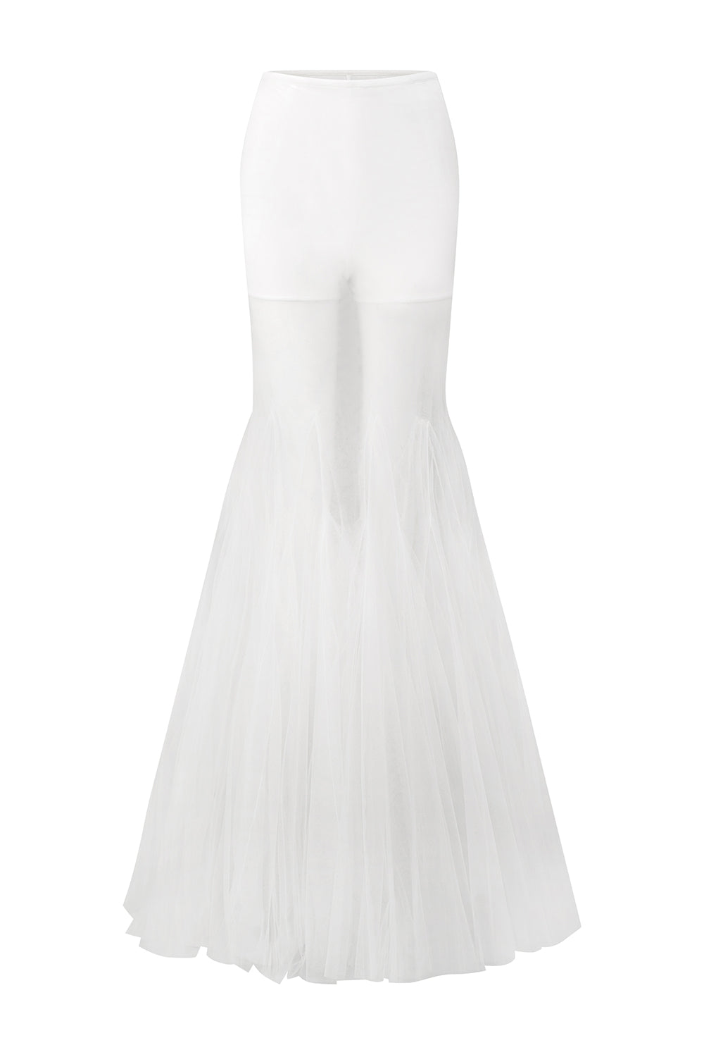 Grace Gored See-Through Tulle Floor Length Skirt