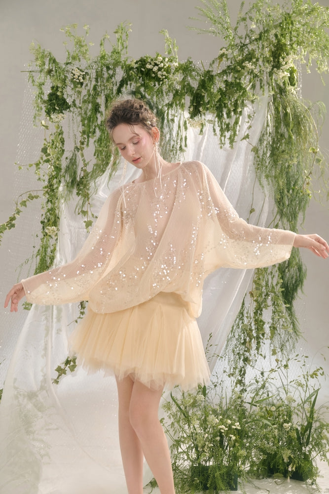 Women's Grace A-Line Layered Tulle Mini Skirt S/M/L/Customize Beige Mean Blvd Beige / S Women's Grace A-Line Layered Tulle Mini Skirt S/M/L/Customize Beige Mean Blvd Beige / S