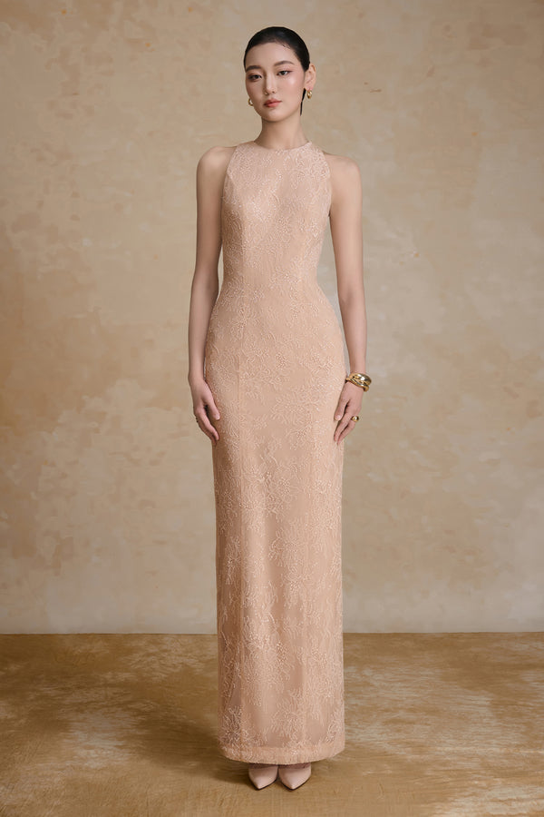 Gem Halter Lace Maxi Dress - MEAN BLVD