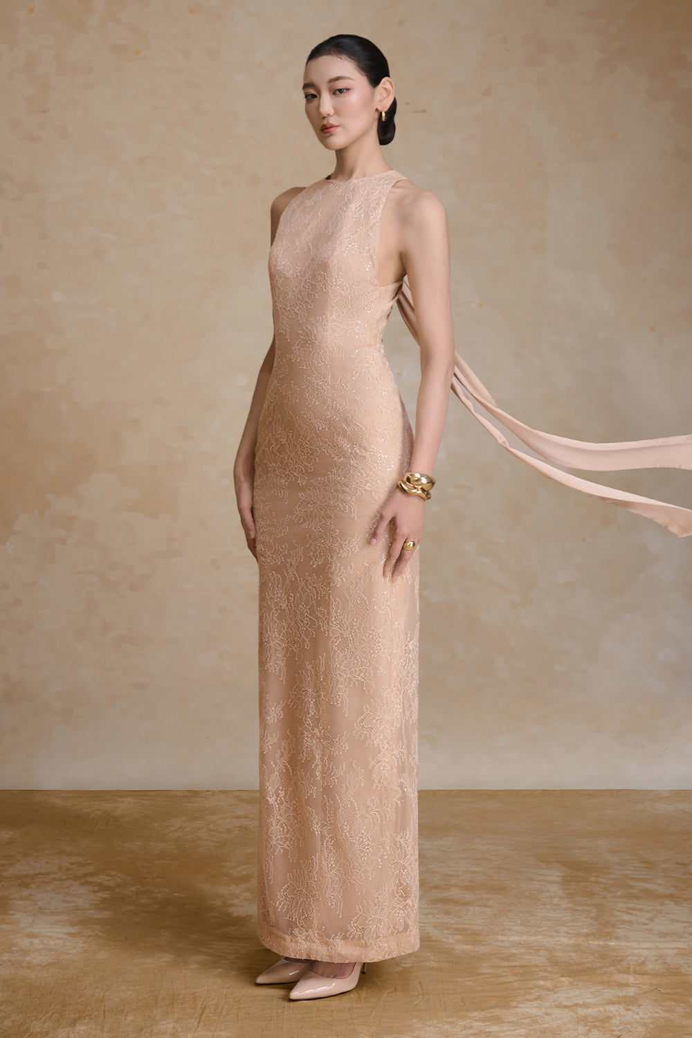 Gem Halter Lace Maxi Dress - MEAN BLVD