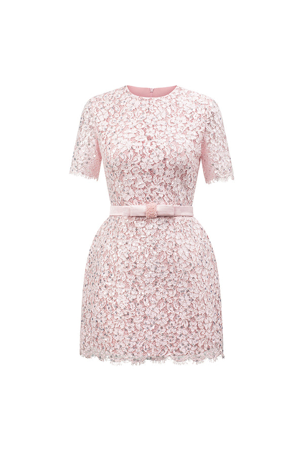 Gianna Short sleeves Lace Mini Dress - MEAN BLVD