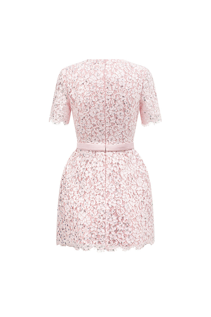 Gianna Short sleeves Lace Mini Dress - MEAN BLVD