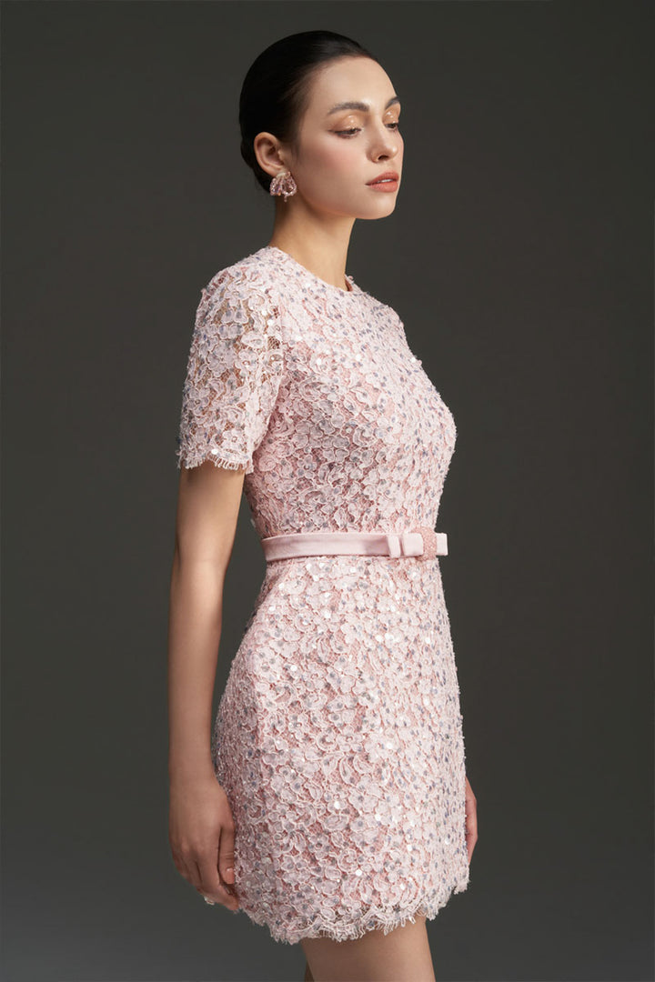 Gianna Short sleeves Lace Mini Dress - MEAN BLVD