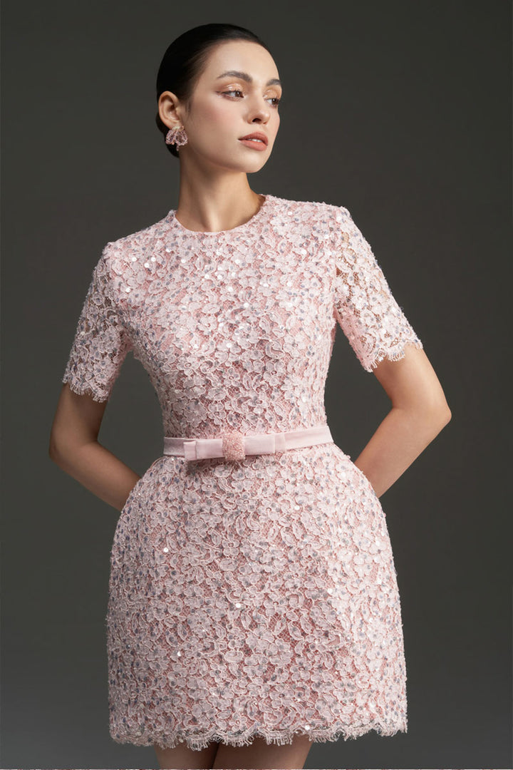 Gianna Short sleeves Lace Mini Dress - MEAN BLVD