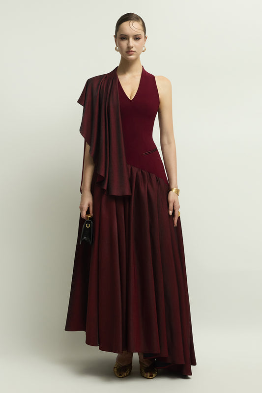 Glastonbury Asymmetric Draped Maxi Dress - MEAN BLVD