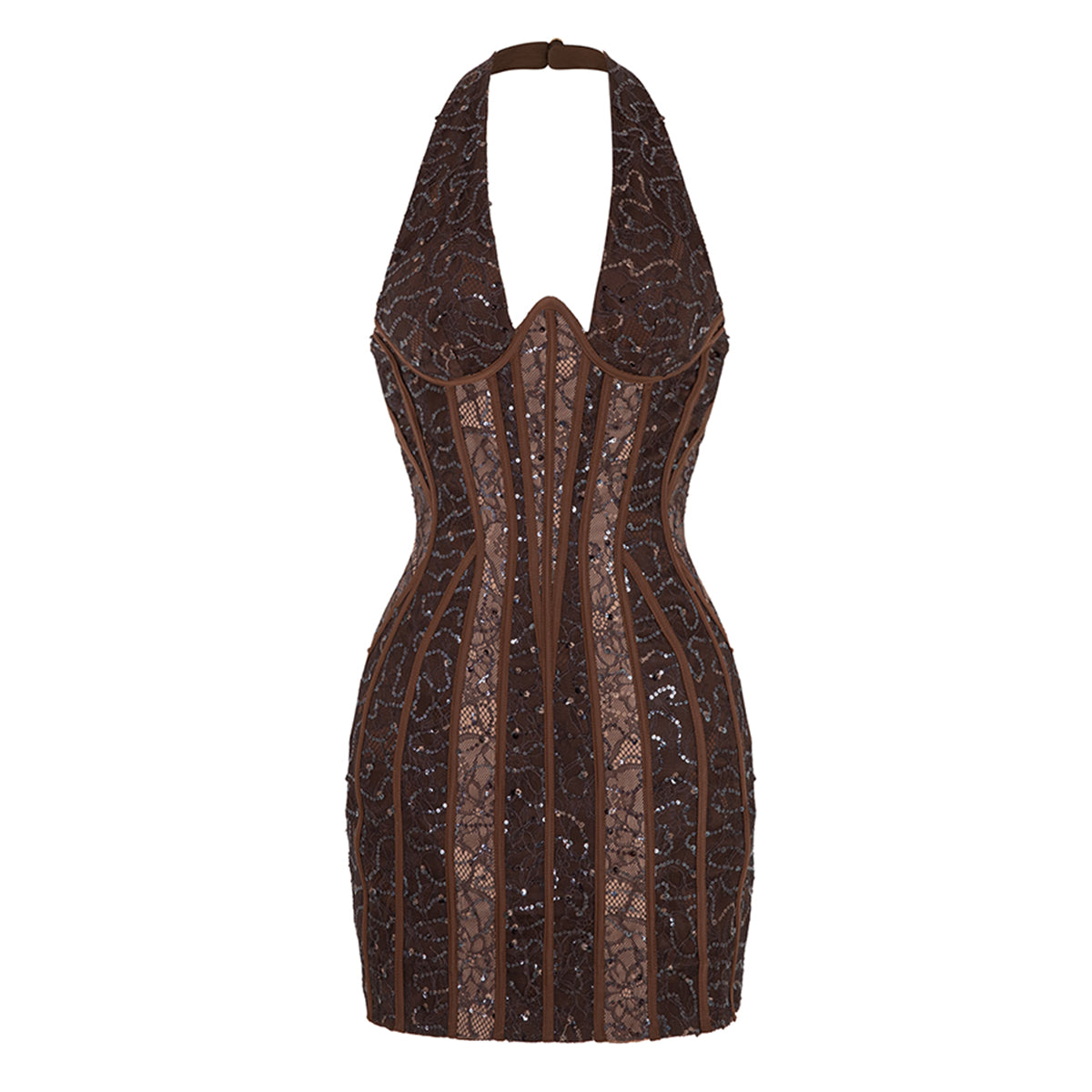 Glimmering Halter Mini Dress - MEAN BLVD