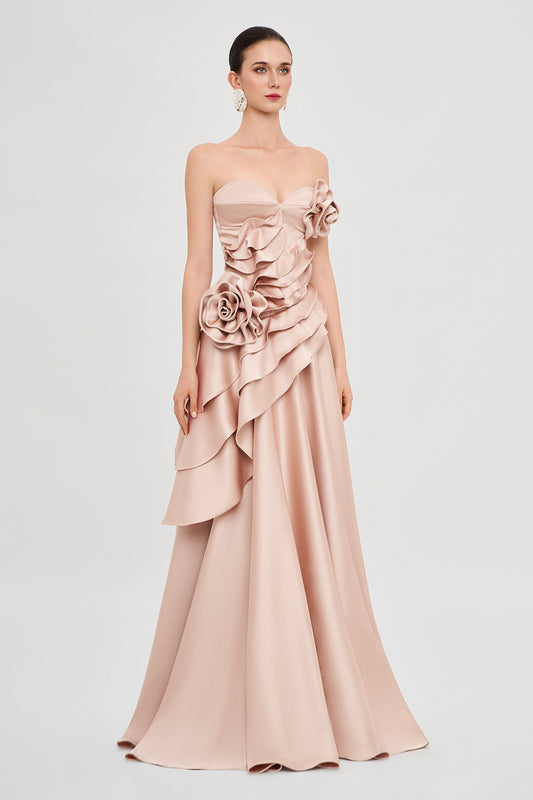 Golden Rose Sweetheart Applique Maxi Dress - MEAN BLVD