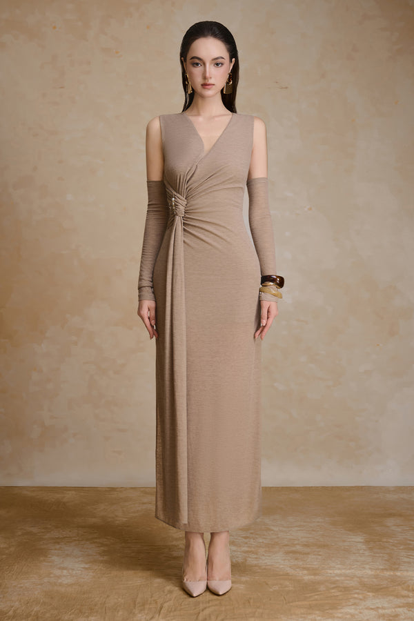Goldsand Sheath Gathering Maxi Dress - MEAN BLVD