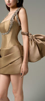 Gorgeous Mini Dress With Straps Stone Accent And Detachable Bows 6
