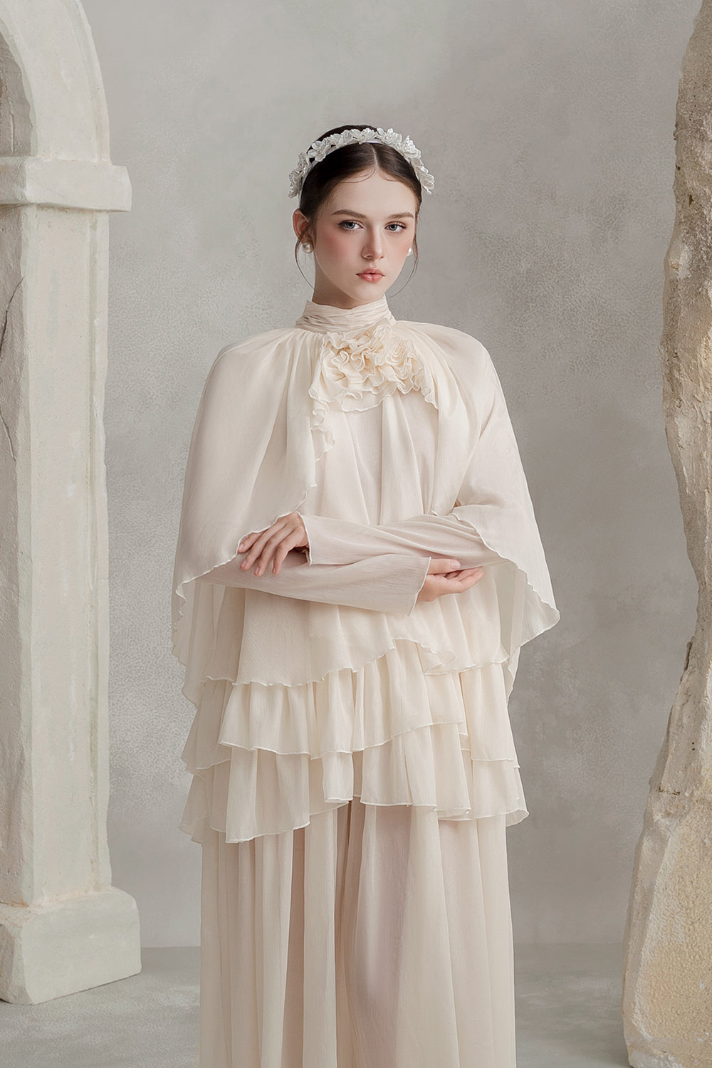 Grace Blouson Ruffle Maxi Dress - MEAN BLVD