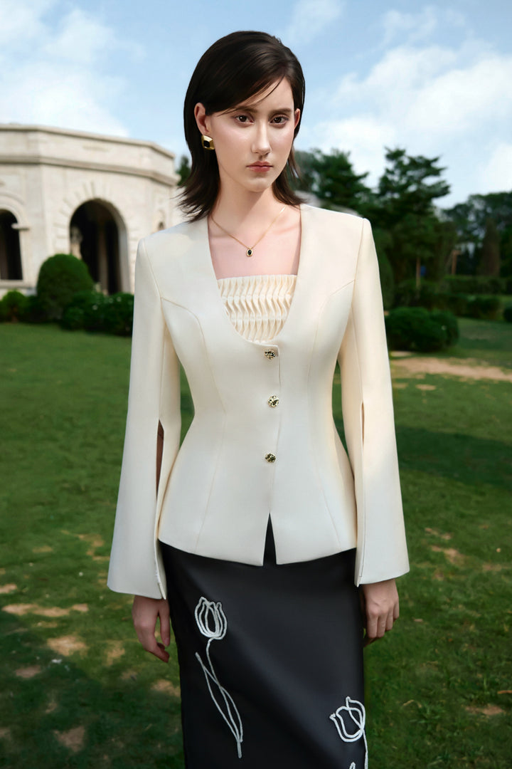 Grace Cape Sleeve Pleated Blazer - MEAN BLVD