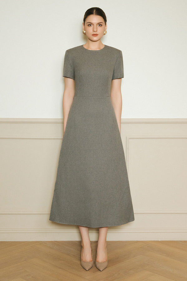 Grace Round Neck Wool Midi Dress - MEAN BLVD