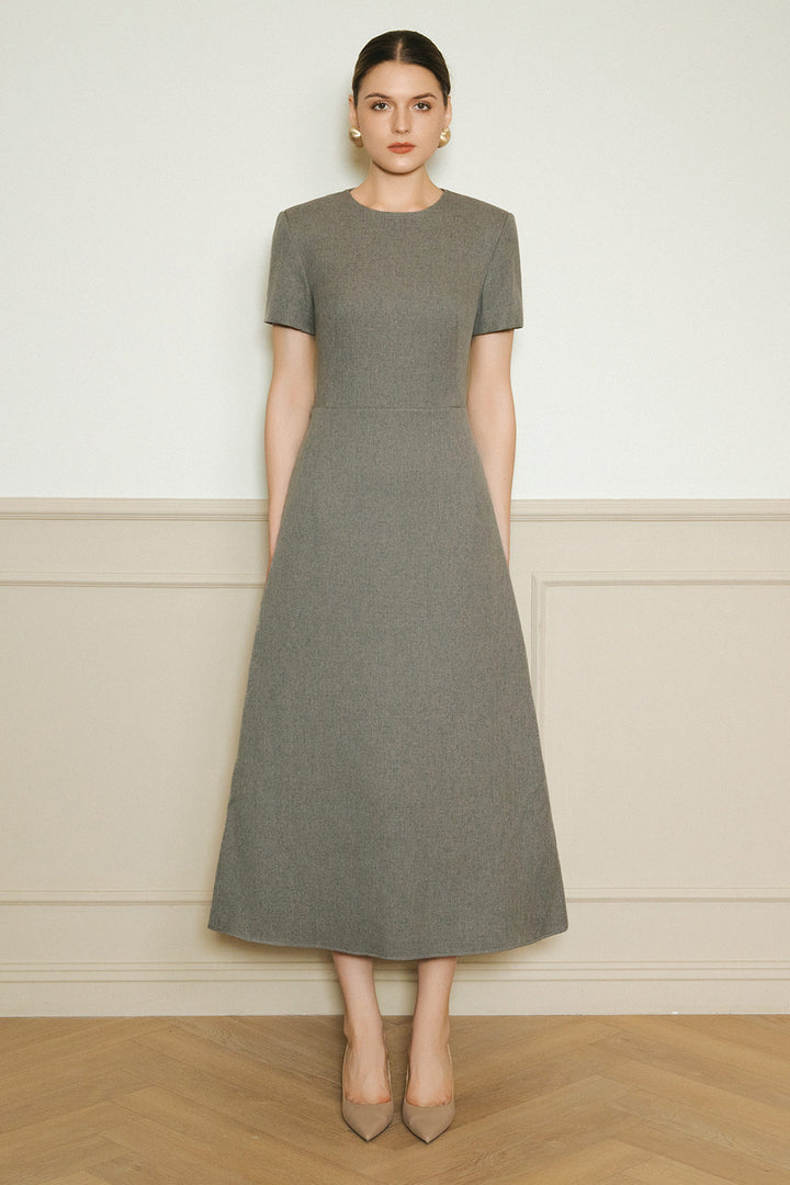 Grace Round Neck Wool Midi Dress - MEAN BLVD
