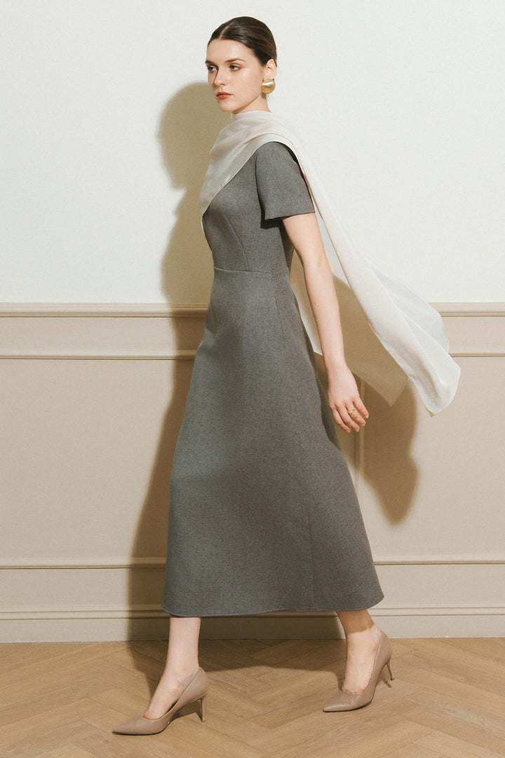 Grace Round Neck Wool Midi Dress - MEAN BLVD