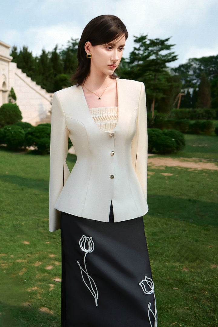 Grace Straight Embroidery Skirt - MEAN BLVD