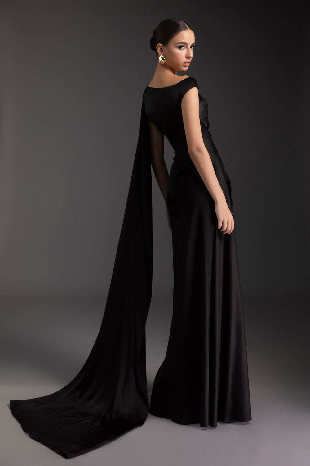 Grecian Asymmetric Neck Draped Maxi Dress - MEAN BLVD